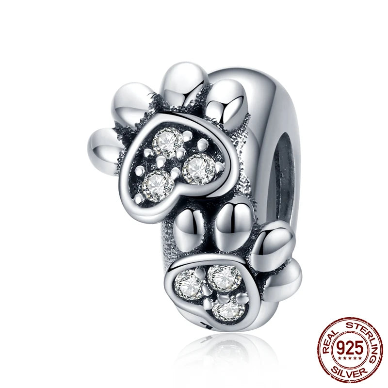 WOSTU Echt 925 Sterling Silber Herz Perlen Blume Retro Muster Charms Anhänger Fit Original DIY Armband Halskette Silber Schmuck