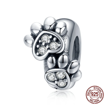 WOSTU Echt 925 Sterling Silber Herz Perlen Blume Retro Muster Charms Anhänger Fit Original DIY Armband Halskette Silber Schmuck