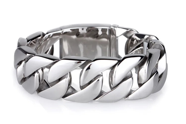 20/26/31MM 316L Edelstahl Curb Kubanisches Armband Riesige Schwere Silber Farbe Ton Schmuck Herren Frauen Biker Bike Kette Armbänder