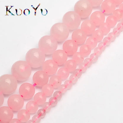 Natursteinperlen Rosenquarz Runde lose Perlen 15" 4/6/8/10/12/14mm Rosa Kristall für DIY Herstellung von Armband Halskette Schmuck