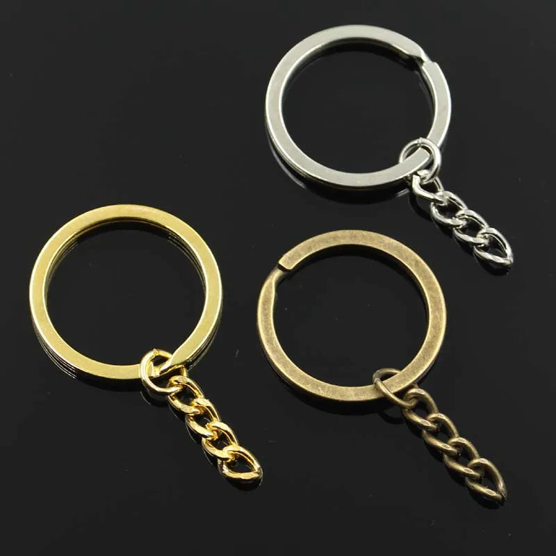 10 stücke Schlüssel Ring Kette 3 Farben Gold Bronze Silber Farbe 30mm Runde Split Metall Schlüssel Kette DIY Schlüsselbund schlüsselanhänger Großhandel