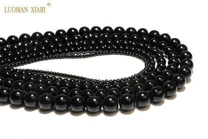Großhandel Schwarz Onyx Achat Runde Naturstein Perlen Für Schmuck Machen DIY Armband Halskette Charms 4/6/8/10/12/mm Strang 15''