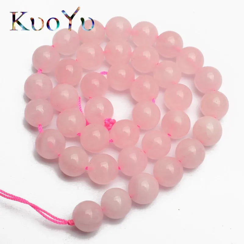 Natursteinperlen Rosenquarz Runde lose Perlen 15" 4/6/8/10/12/14mm Rosa Kristall für DIY Herstellung von Armband Halskette Schmuck