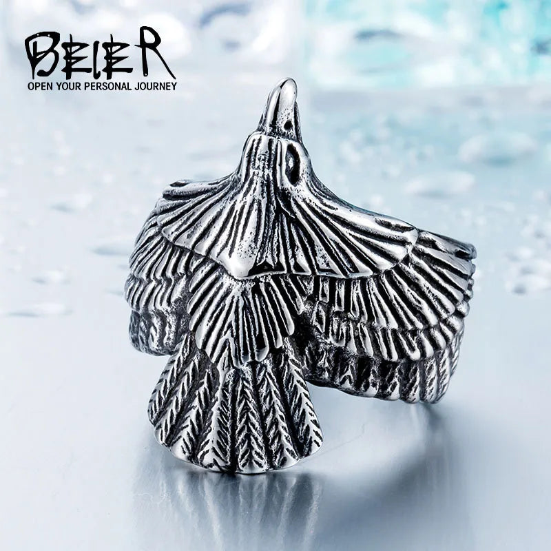 BEIER 2017 Einzigartige Schmuck Edelstahl Biker Adler Ring Mann Hohe Qualität USA Freien Tier Jewerly BR8-299