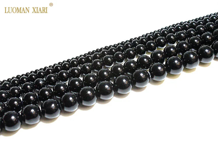 Großhandel Schwarz Onyx Achat Runde Naturstein Perlen Für Schmuck Machen DIY Armband Halskette Charms 4/6/8/10/12/mm Strang 15''