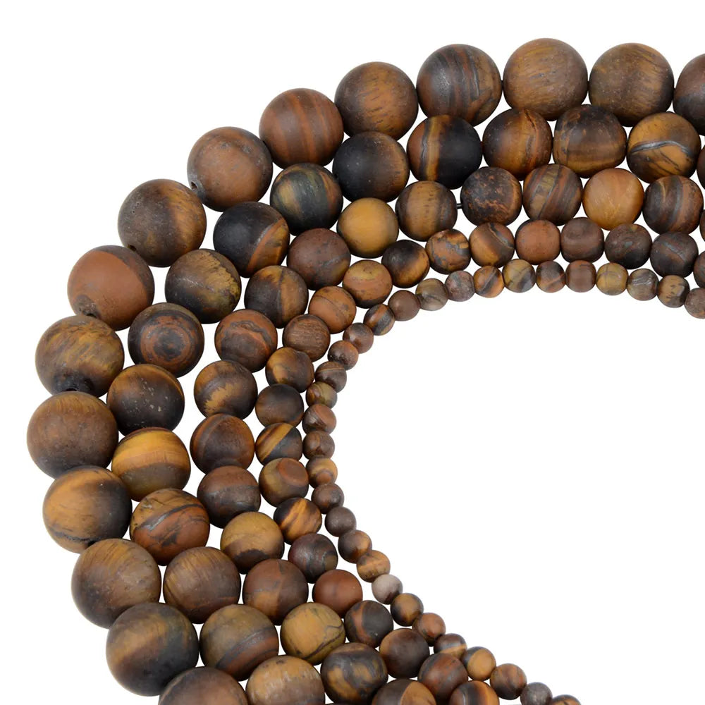 Polnische runde, mattierte Tigerauge, Türkise, Achate, Natursteinperlen, Amazonit, lose Perlen für die Herstellung von Armbandschmuck