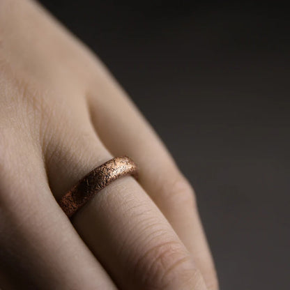 Handmade solid copper ring with texture, vintage style, rustic, distressed, adjustable size, anniversary, retro punk street, for men and women