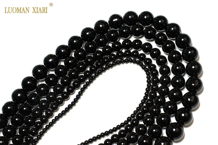 Großhandel Schwarz Onyx Achat Runde Naturstein Perlen Für Schmuck Machen DIY Armband Halskette Charms 4/6/8/10/12/mm Strang 15''