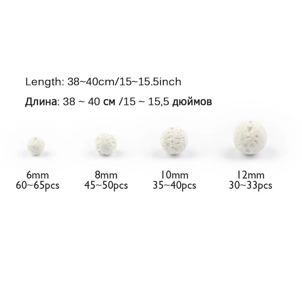 WLYeeS Hight Qualität Weißen Felsen Lava Perlen Natürliche Stein 6 8 10 12mm Runde Lose Spacer Perlen für Schmuck armband Halskette DIY