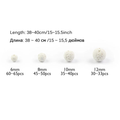 WLYeeS Hight Qualität Weißen Felsen Lava Perlen Natürliche Stein 6 8 10 12mm Runde Lose Spacer Perlen für Schmuck armband Halskette DIY