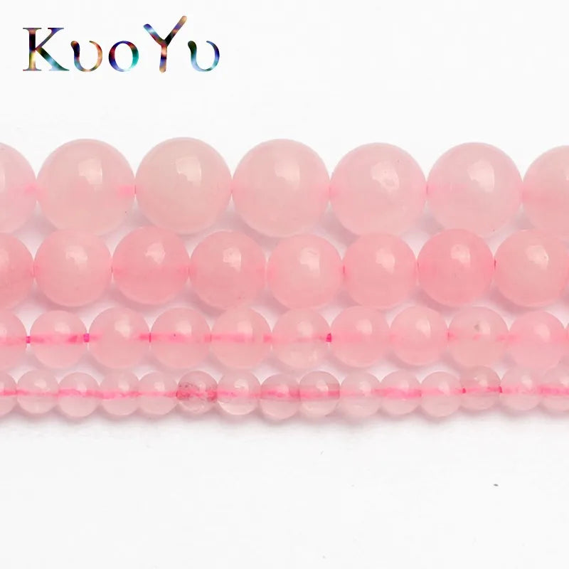 Natursteinperlen Rosenquarz Runde lose Perlen 15" 4/6/8/10/12/14mm Rosa Kristall für DIY Herstellung von Armband Halskette Schmuck