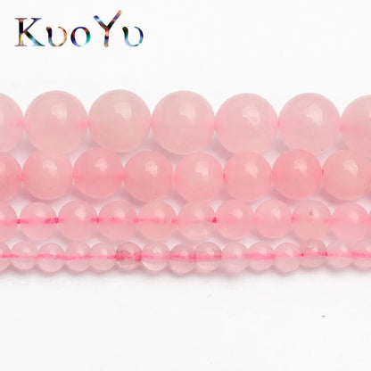 Natursteinperlen Rosenquarz Runde lose Perlen 15" 4/6/8/10/12/14mm Rosa Kristall für DIY Herstellung von Armband Halskette Schmuck