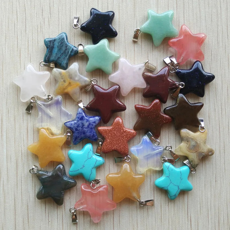 Gute qualität Verschiedene naturstein mix stern charms anhänger für diy schmuck zubehör machen 50 teile/los Großhandel