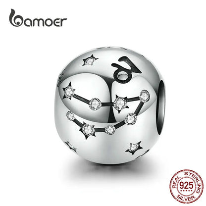 BAMOER Vintage-Charms aus 925er-Sterlingsilber mit zwölf Sternbildern, Sternzeichen-Perlen, passend für Charm-Armbänder, Halsketten zum Selbermachen, SCC1218