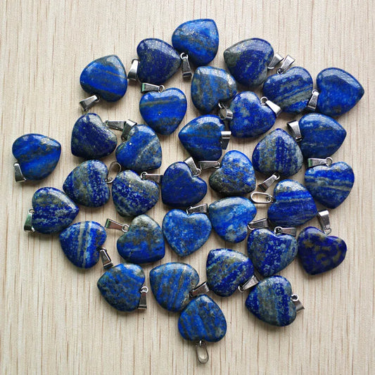 Modische, hochwertige natürliche Lapislazuli-Liebesherzen-Anhänger für DIY-Schmuckherstellung, 20 mm, 24 Stück/Lot, Großhandel