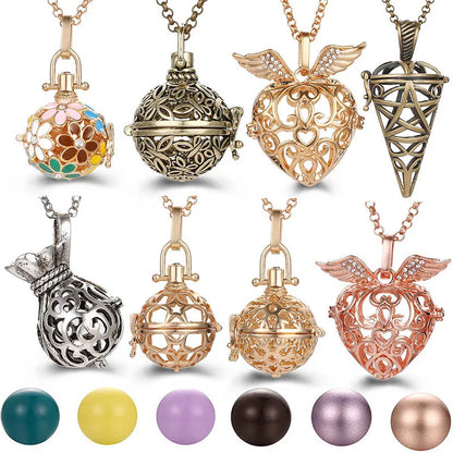 2020 beliebte Multi-Stile hohle Vintage-Halskette Schmuck Musik Ball Schwangerschaft Glocke Halskette Aroma ätherisches Öl Medaillon Anhänger