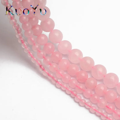 Natursteinperlen Rosenquarz Runde lose Perlen 15" 4/6/8/10/12/14mm Rosa Kristall für DIY Herstellung von Armband Halskette Schmuck