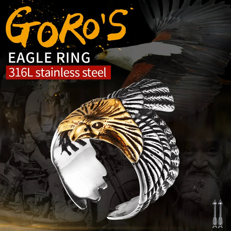 BEIER 2017 Einzigartige Schmuck Edelstahl Biker Adler Ring Mann Hohe Qualität USA Freien Tier Jewerly BR8-299