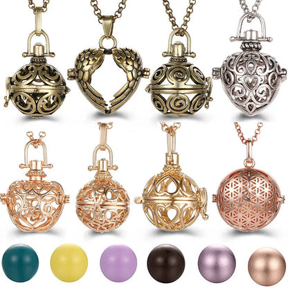2020 beliebte Multi-Stile hohle Vintage-Halskette Schmuck Musik Ball Schwangerschaft Glocke Halskette Aroma ätherisches Öl Medaillon Anhänger