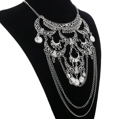 Collares Boho Maxi Choker Collier Femme Halskette Geometrische Kette Münze Vintage Colar Aussage Böhmische Halskette Frauen Schmuck