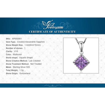 JewelryPalace Platz Erstellt Alexandrit Saphiren 925 Sterling Silber Anhänger für Frauen Mode Edelstein Halskette Keine Kette