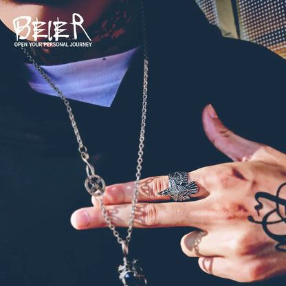 BEIER 2017 Einzigartige Schmuck Edelstahl Biker Adler Ring Mann Hohe Qualität USA Freien Tier Jewerly BR8-299