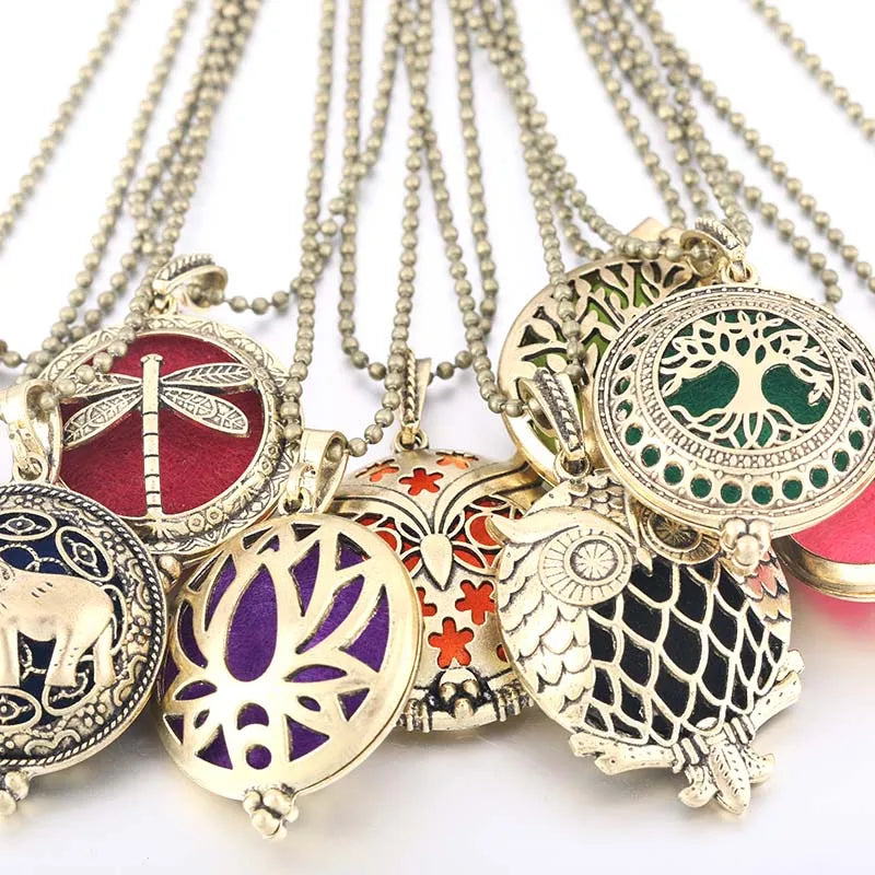 Beliebte Design Mode Aromatherapie Halskette Lotus Parfüm Medaillon Schmuck Ätherisches Öl Diffusor Anhänger Unisex Für Dropshipping