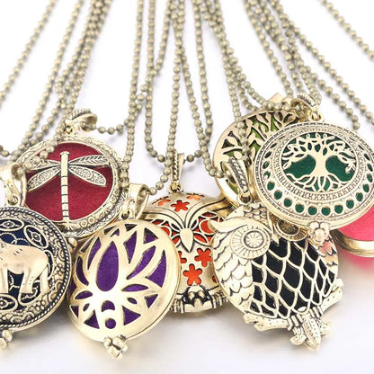 Beliebte Design Mode Aromatherapie Halskette Lotus Parfüm Medaillon Schmuck Ätherisches Öl Diffusor Anhänger Unisex Für Dropshipping