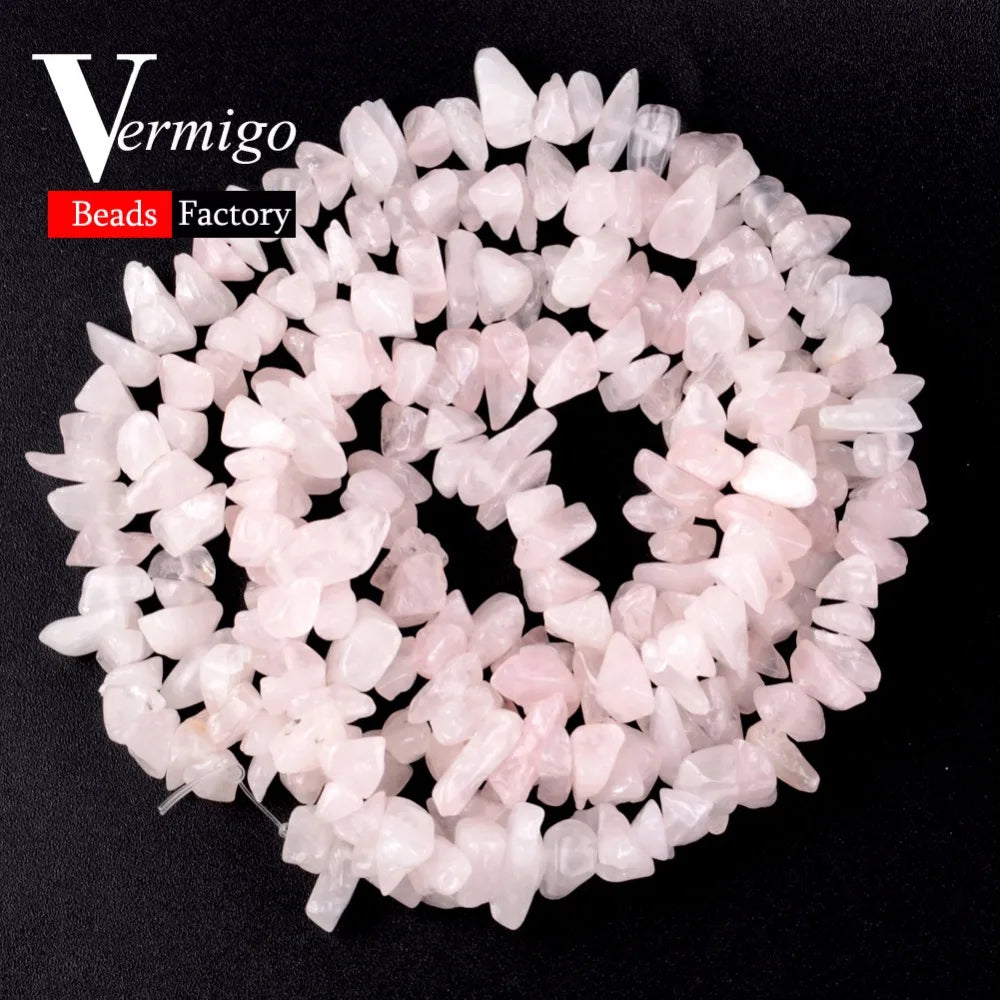 3-5-8-12mm Naturstein Rosenquarz Unregelmäßige Chip Kies Perlen Für Schmuck Machen 16 zoll Diy Armband Halskette Schmuck