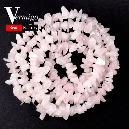 3-5-8-12mm Naturstein Rosenquarz Unregelmäßige Chip Kies Perlen Für Schmuck Machen 16 zoll Diy Armband Halskette Schmuck