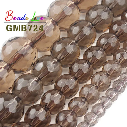 Großhandel Faceted Smoky Quartzs Stein 4 6 8 10 12mm Runde Perlen Für Schmuck, Die DIY Charme Glas Armband kristall Perles 15''