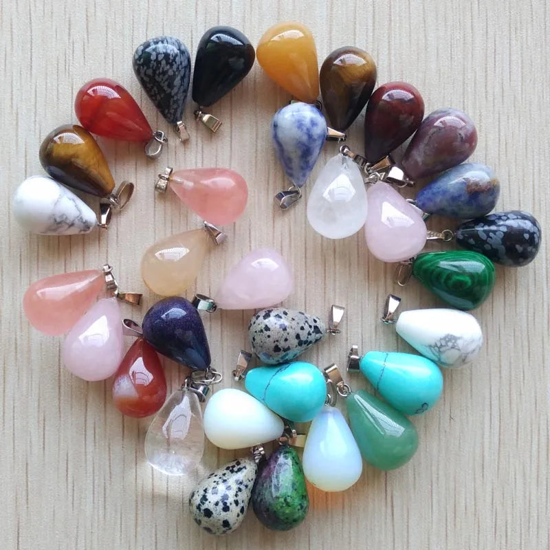 Mode verschiedene gemischte Naturstein Wassertropfen Anhänger Charms DIY Halsketten Schmuck Zubehör machen 50 teile/los Großhandel
