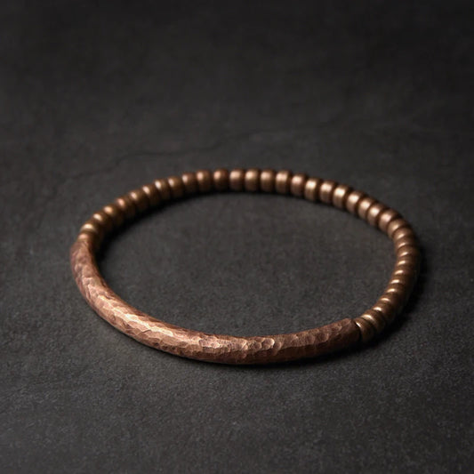 Handgefertigtes Armband aus gehämmertem reinem Kupfer, Vintage-Armband, künstlich, oxidiert, Street-Rock-Stil, Metall, Unisex-Schmuck für Männer und Frauen