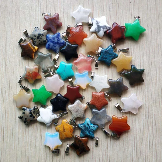 Gute qualität Verschiedene naturstein mix stern charms anhänger für diy schmuck zubehör machen 50 teile/los Großhandel