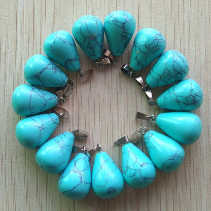 Mode verschiedene gemischte Naturstein Wassertropfen Anhänger Charms DIY Halsketten Schmuck Zubehör machen 50 teile/los Großhandel