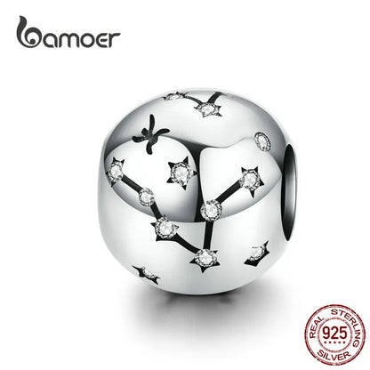 BAMOER Vintage-Charms aus 925er-Sterlingsilber mit zwölf Sternbildern, Sternzeichen-Perlen, passend für Charm-Armbänder, Halsketten zum Selbermachen, SCC1218