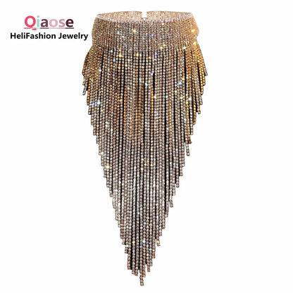 Glänzende voller Strass lange Kette Halsband Aussage Halskette für Frauen Modeschmuck atemberaubende Halskette Zubehör