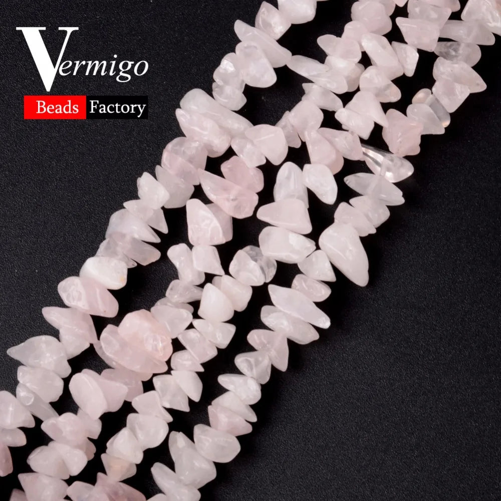 3-5-8-12mm Naturstein Rosenquarz Unregelmäßige Chip Kies Perlen Für Schmuck Machen 16 zoll Diy Armband Halskette Schmuck