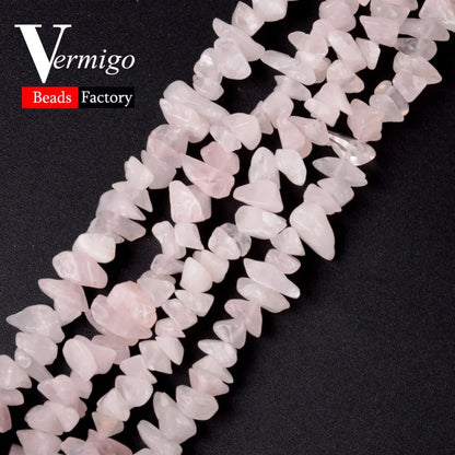 3-5-8-12mm Naturstein Rosenquarz Unregelmäßige Chip Kies Perlen Für Schmuck Machen 16 zoll Diy Armband Halskette Schmuck