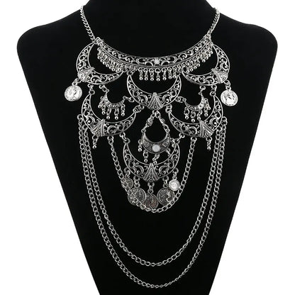 Collares Boho Maxi Choker Collier Femme Halskette Geometrische Kette Münze Vintage Colar Aussage Böhmische Halskette Frauen Schmuck