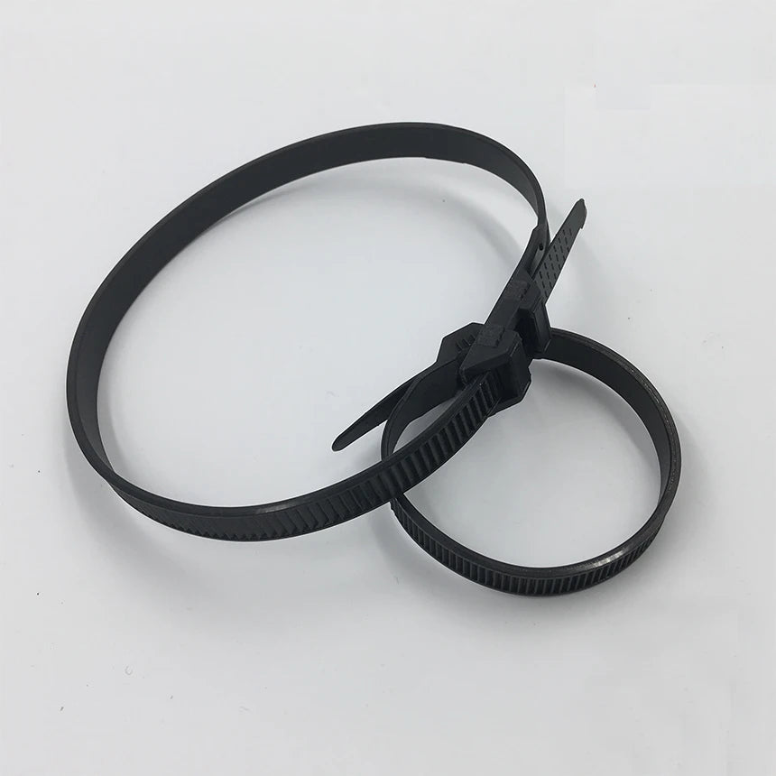 9x260mm 9*260mm 9*360mm 9x360mm Schwarz Nylon Kunststoff Flache zwei Doppel Schnalle Selbst Locking Draht Wrap String Zip Krawatten Kabelbinder