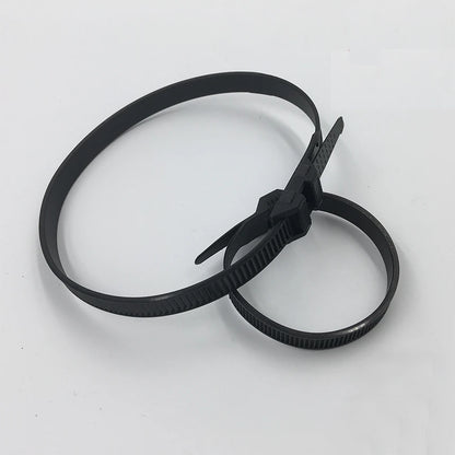 9x260mm 9*260mm 9*360mm 9x360mm Schwarz Nylon Kunststoff Flache zwei Doppel Schnalle Selbst Locking Draht Wrap String Zip Krawatten Kabelbinder