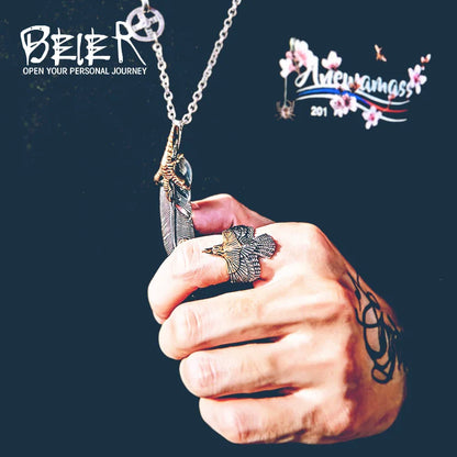 BEIER 2017 Einzigartige Schmuck Edelstahl Biker Adler Ring Mann Hohe Qualität USA Freien Tier Jewerly BR8-299