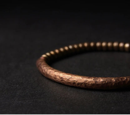 Handgefertigtes Armband aus gehämmertem reinem Kupfer, Vintage-Armband, künstlich, oxidiert, Street-Rock-Stil, Metall, Unisex-Schmuck für Männer und Frauen