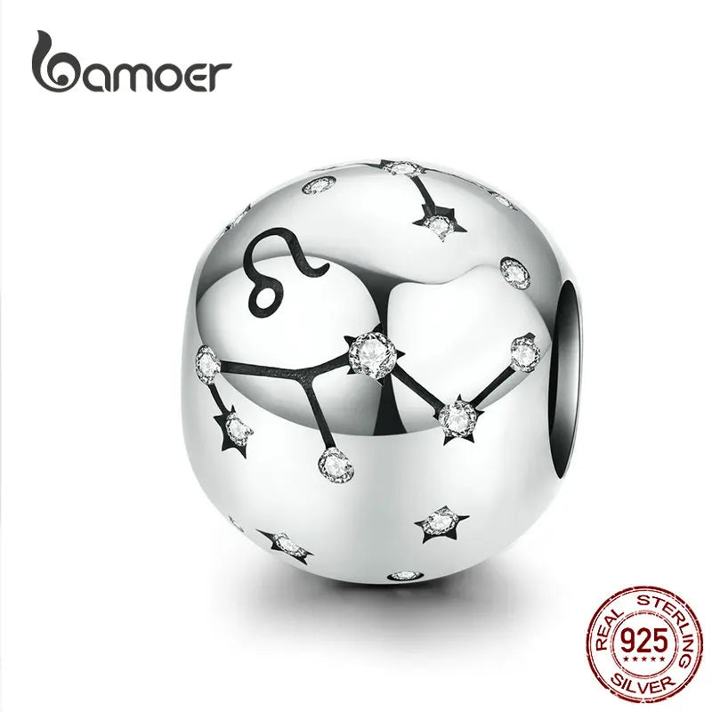 BAMOER Vintage-Charms aus 925er-Sterlingsilber mit zwölf Sternbildern, Sternzeichen-Perlen, passend für Charm-Armbänder, Halsketten zum Selbermachen, SCC1218