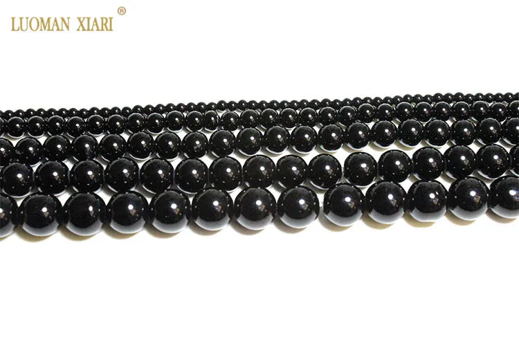 Großhandel Schwarz Onyx Achat Runde Naturstein Perlen Für Schmuck Machen DIY Armband Halskette Charms 4/6/8/10/12/mm Strang 15''