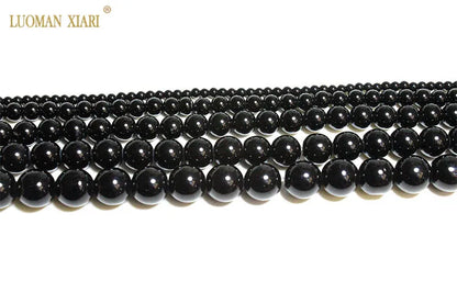 Großhandel Schwarz Onyx Achat Runde Naturstein Perlen Für Schmuck Machen DIY Armband Halskette Charms 4/6/8/10/12/mm Strang 15''