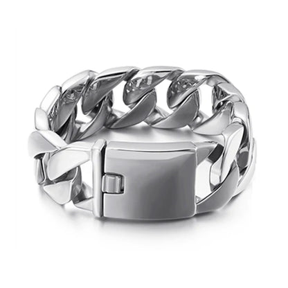 20/26/31MM 316L Edelstahl Curb Kubanisches Armband Riesige Schwere Silber Farbe Ton Schmuck Herren Frauen Biker Bike Kette Armbänder