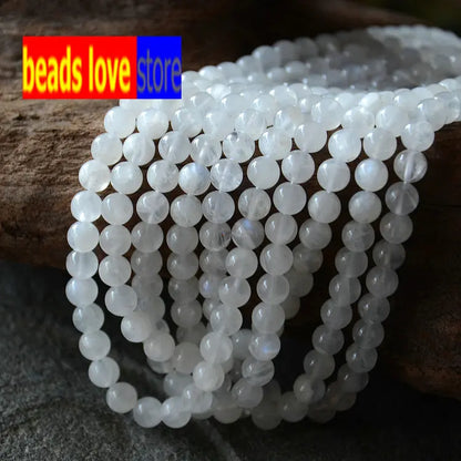 AAA+ Natürlicher weißer Mondstein, runde lose Perlen für Schmuckherstellung, DIY-Armbänder, 6/8/10 mm, Edelsteinperlen