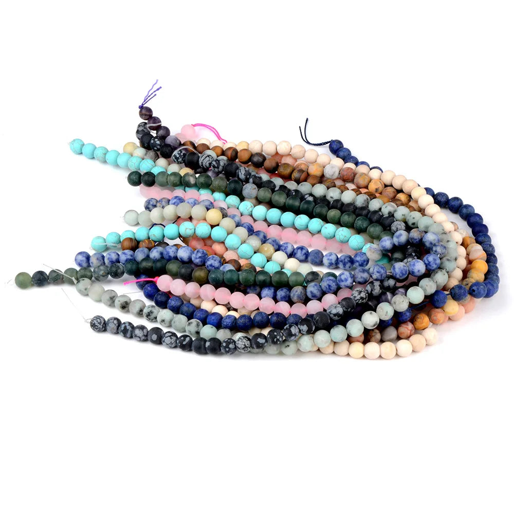 Polnische runde, mattierte Tigerauge, Türkise, Achate, Natursteinperlen, Amazonit, lose Perlen für die Herstellung von Armbandschmuck